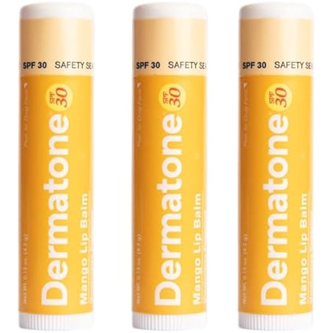 Dermatone MANGO LIP BALM | MOISTURIZING LIP CARE | SOOTHE & REPLENISH CHAPPED LIPS | ALOE, VITAMIN E | 3-PACK (MANGO, 0.15OZ STICKS) - Image 1